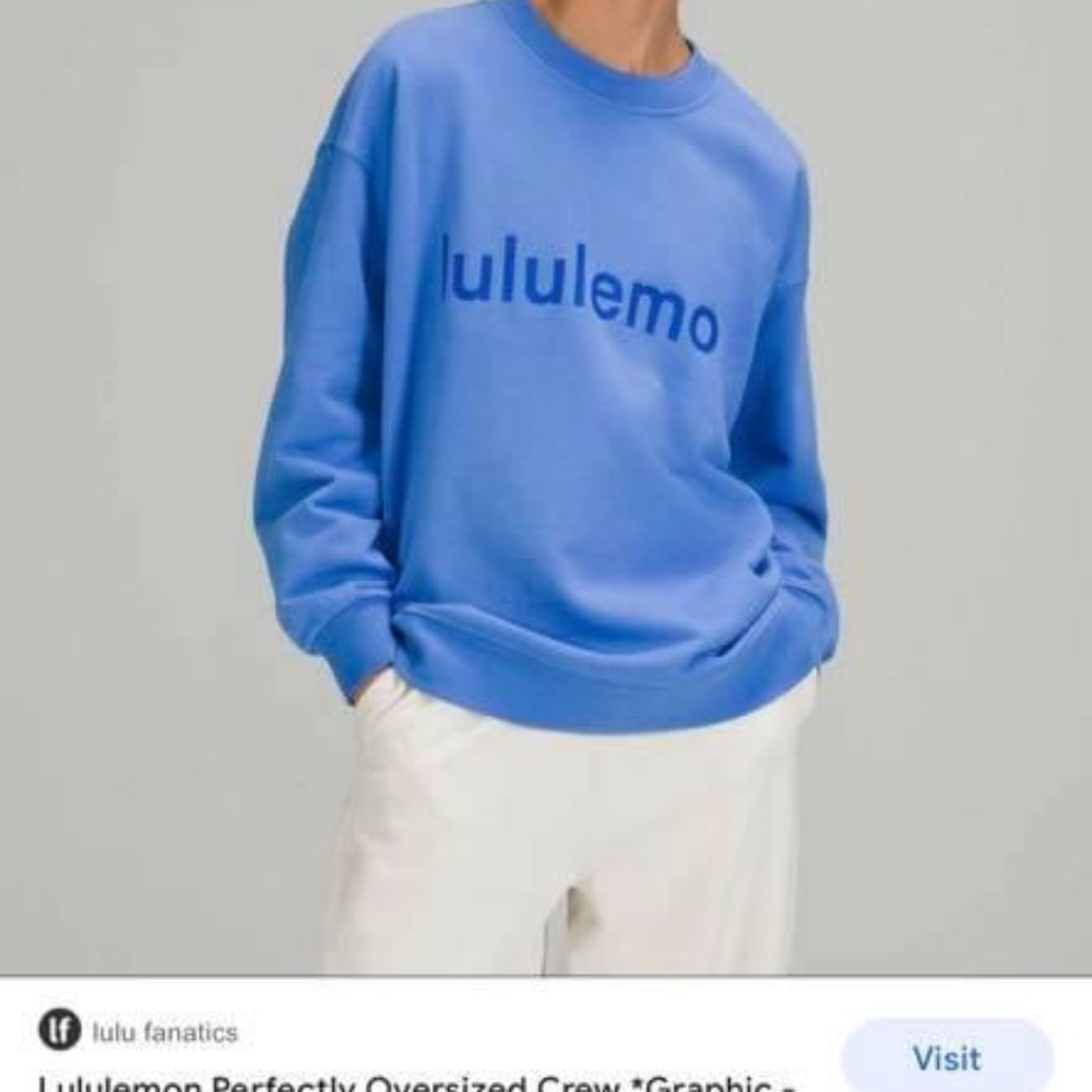 Lululemon blue Nile perfectly oversized crew size 6.